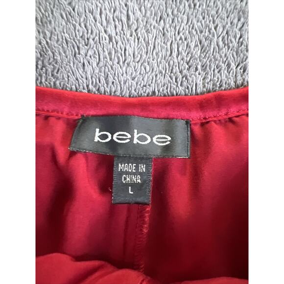 Babe Women’s Shirt Red Size Large Off Shoulder Ruffle Romper Play Suite Dust - Picture 7 of 13